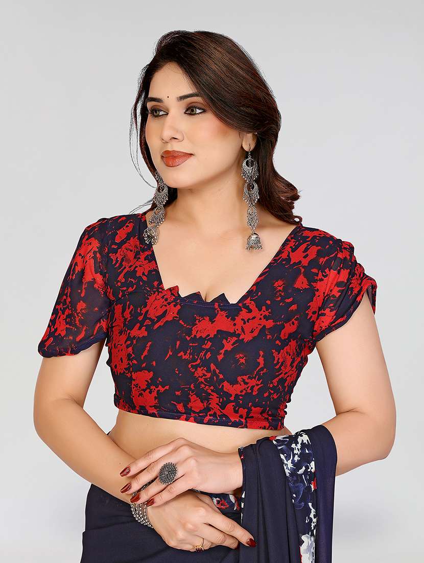 women printed casual wear saree with blouse - 22049147 -  Standard Image - 5