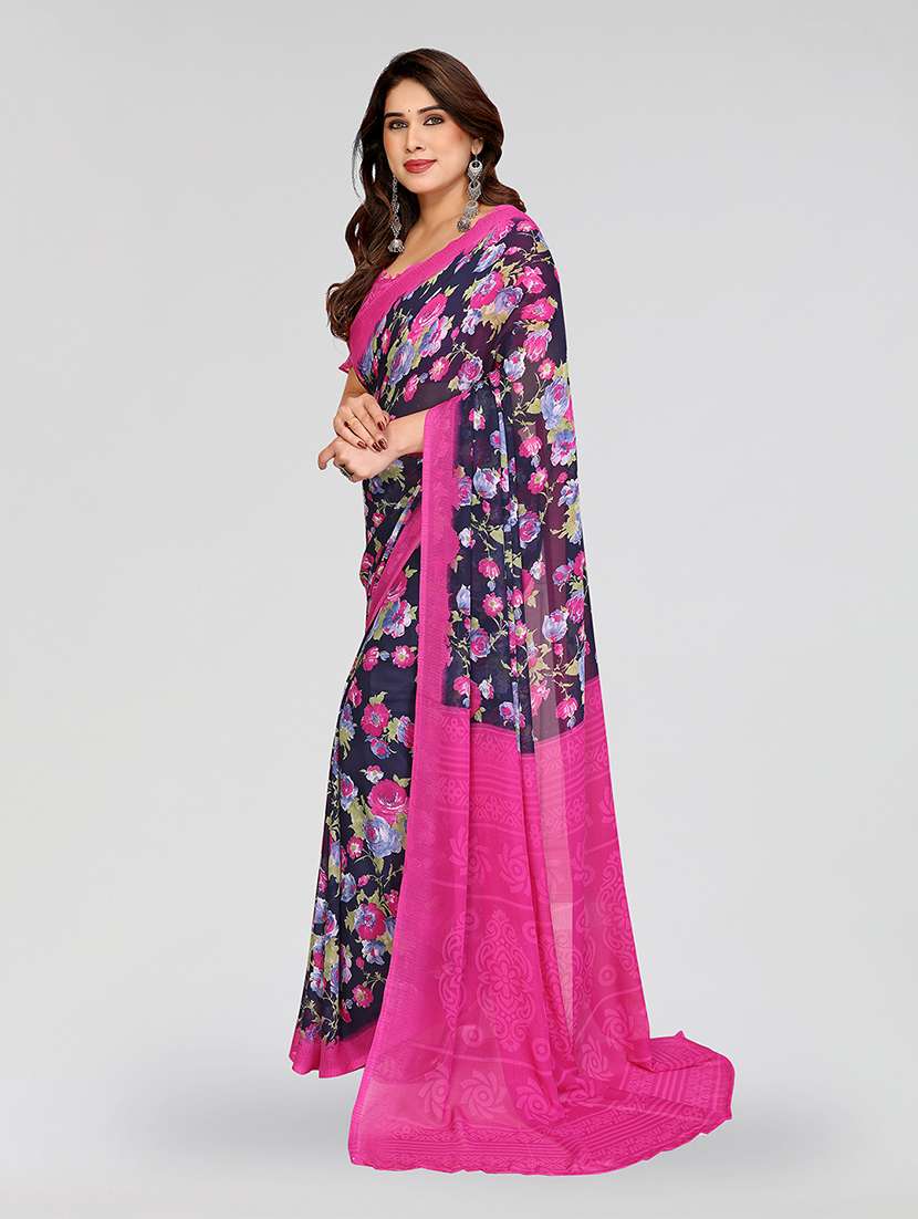 women printed casual wear saree with blouse - 22049151 -  Standard Image - 3