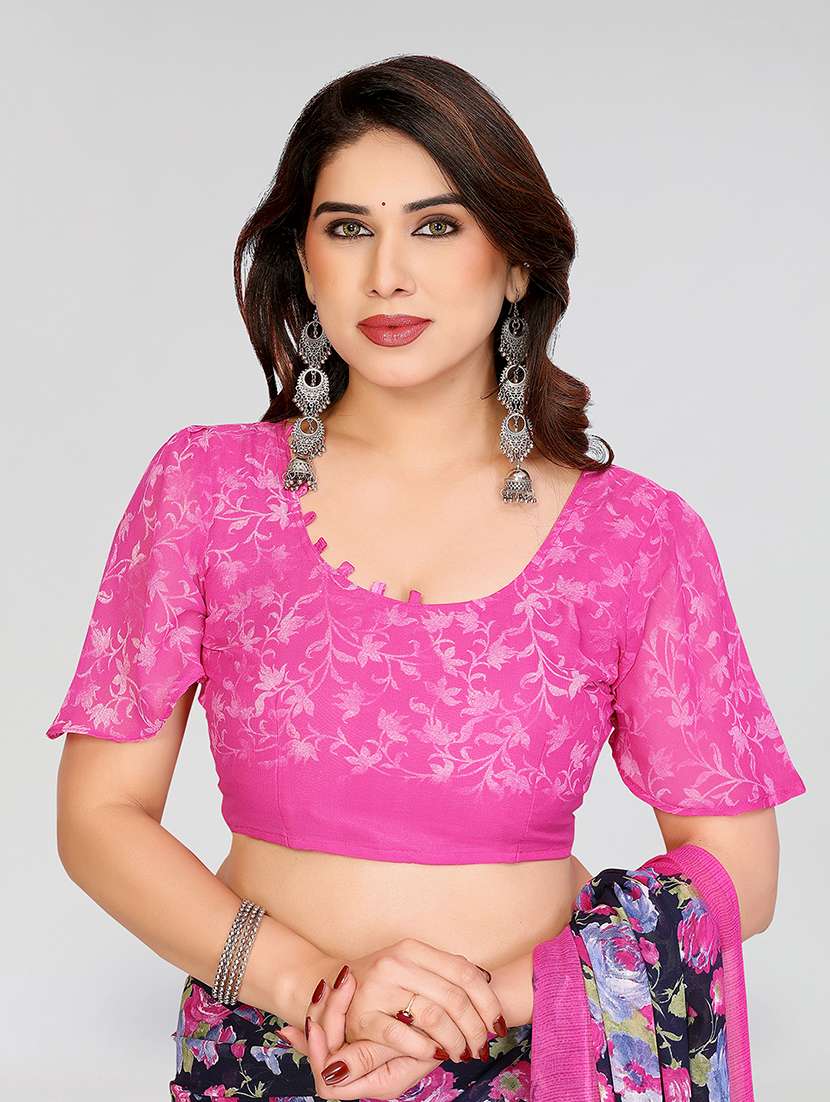 women printed casual wear saree with blouse - 22049151 -  Standard Image - 5