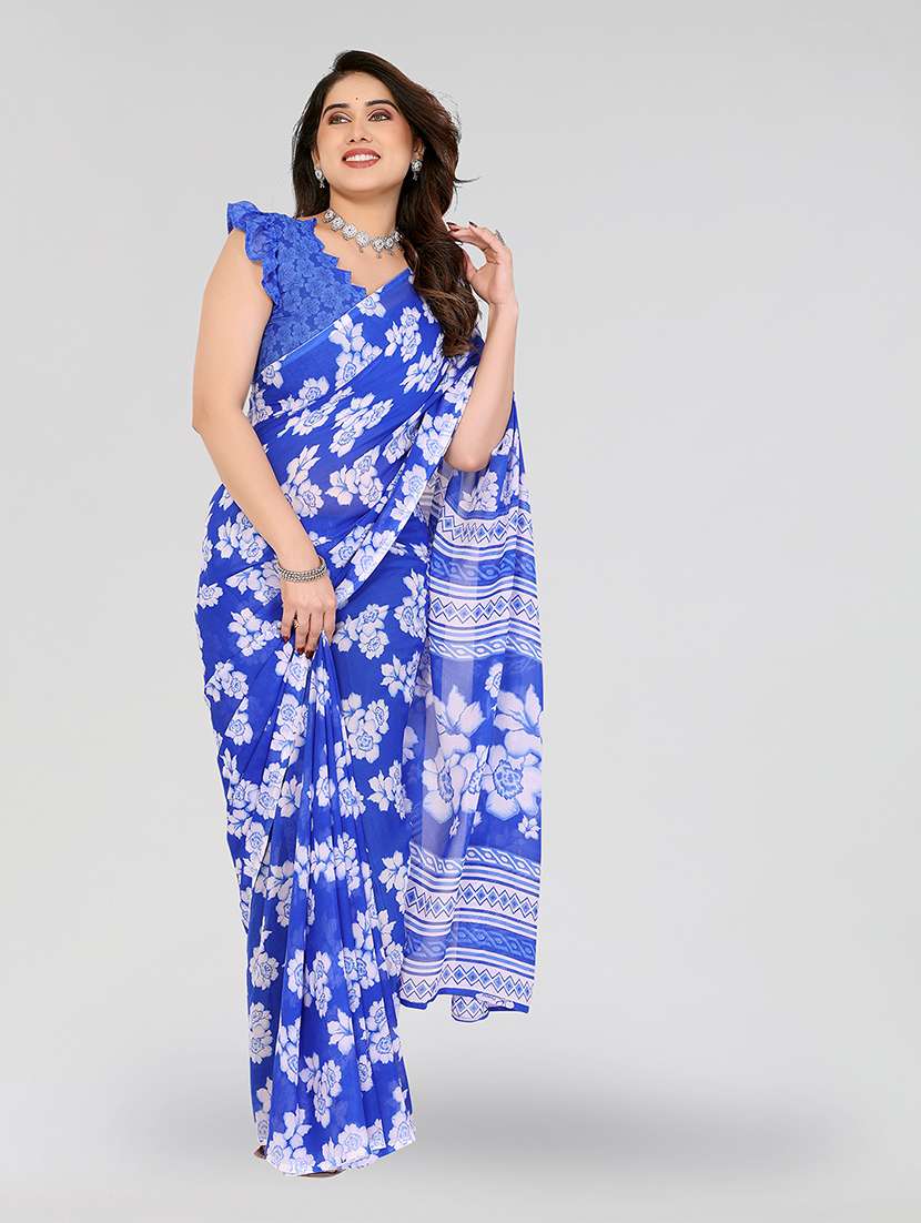 women printed casual wear saree with blouse - 22049155 -  Standard Image - 3
