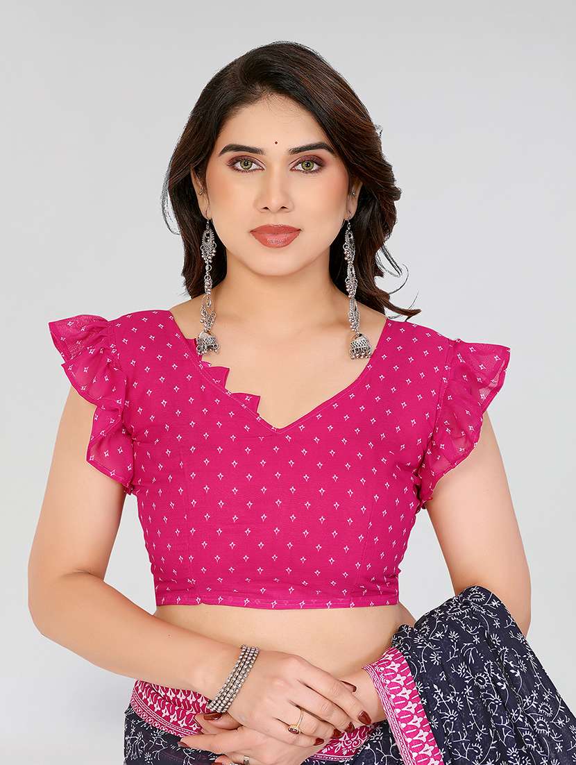 women printed casual wear saree with blouse - 22049163 -  Standard Image - 3