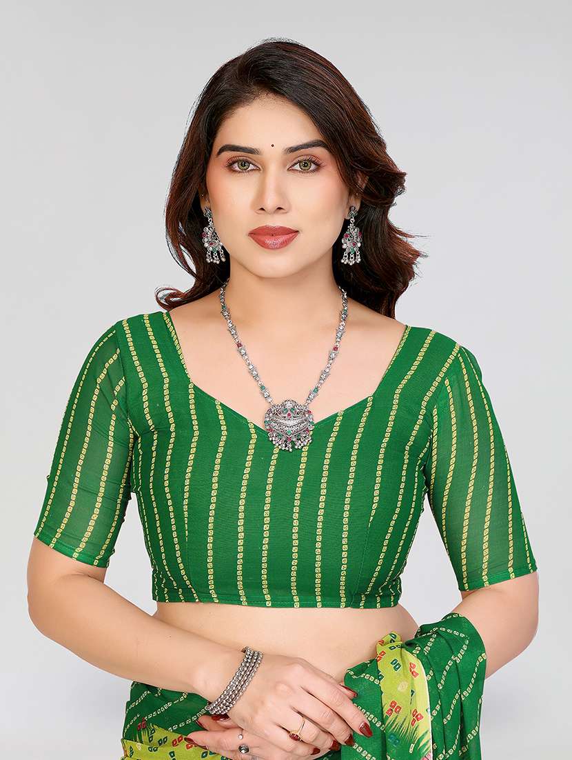 women printed casual wear saree with blouse - 22049181 -  Standard Image - 5