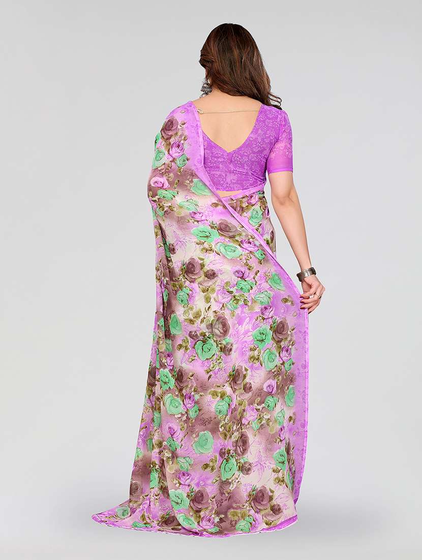 women printed casual wear saree with blouse - 22049184 -  Standard Image - 3
