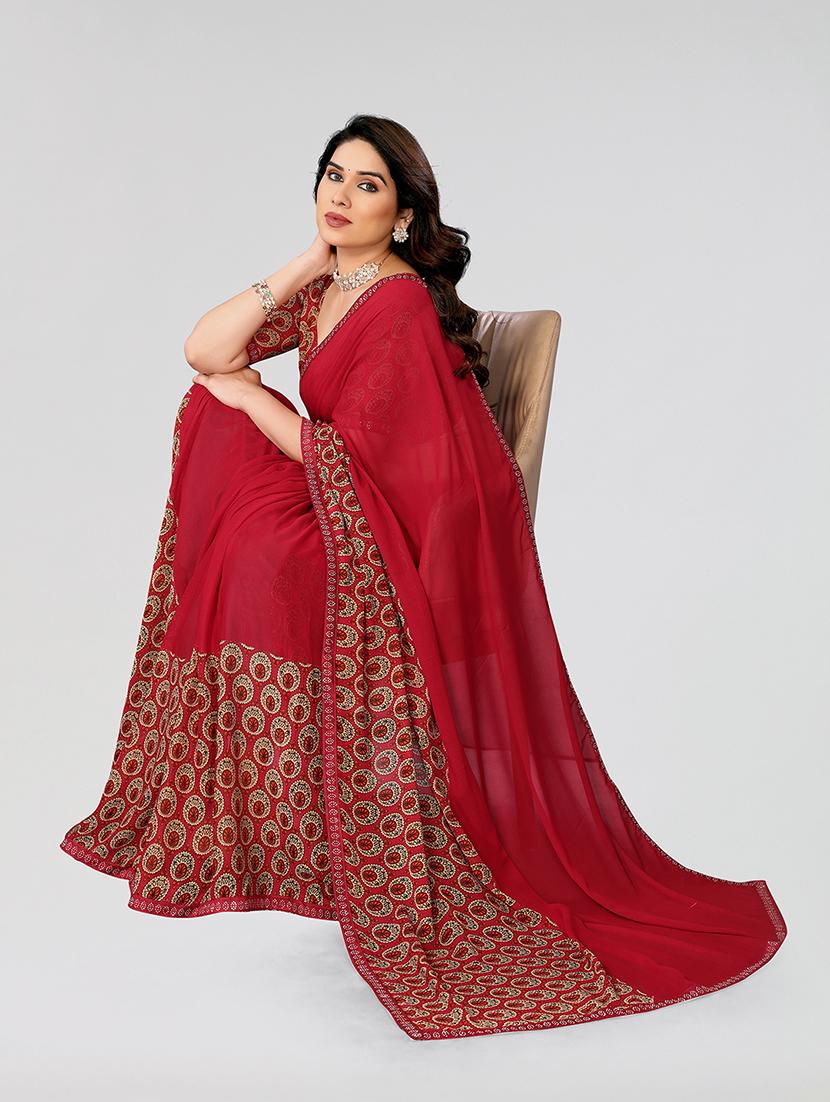 women printed casual wear saree with blouse - 22049209 - Standard Image - 3