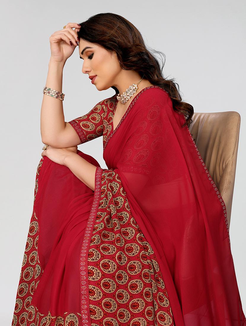 women printed casual wear saree with blouse - 22049209 - Standard Image - 5