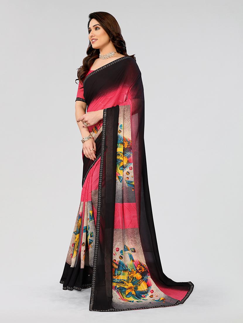 women printed casual wear saree with blouse - 22049212 - Standard Image - 3