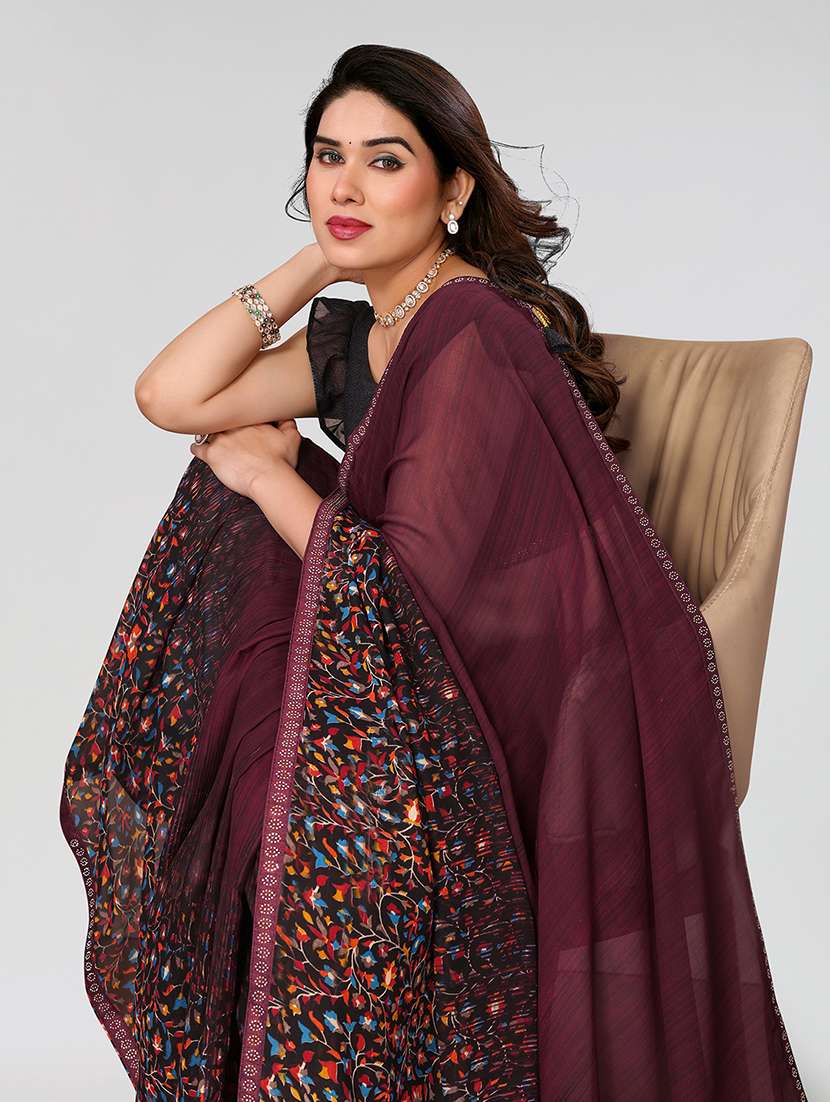 women printed casual wear saree with blouse - 22049214 -  Standard Image - 3