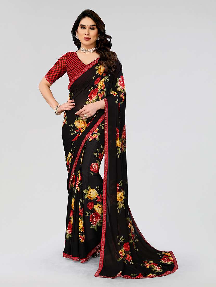 women printed casual wear saree with blouse - 22049215 - Zoom Image - 0
