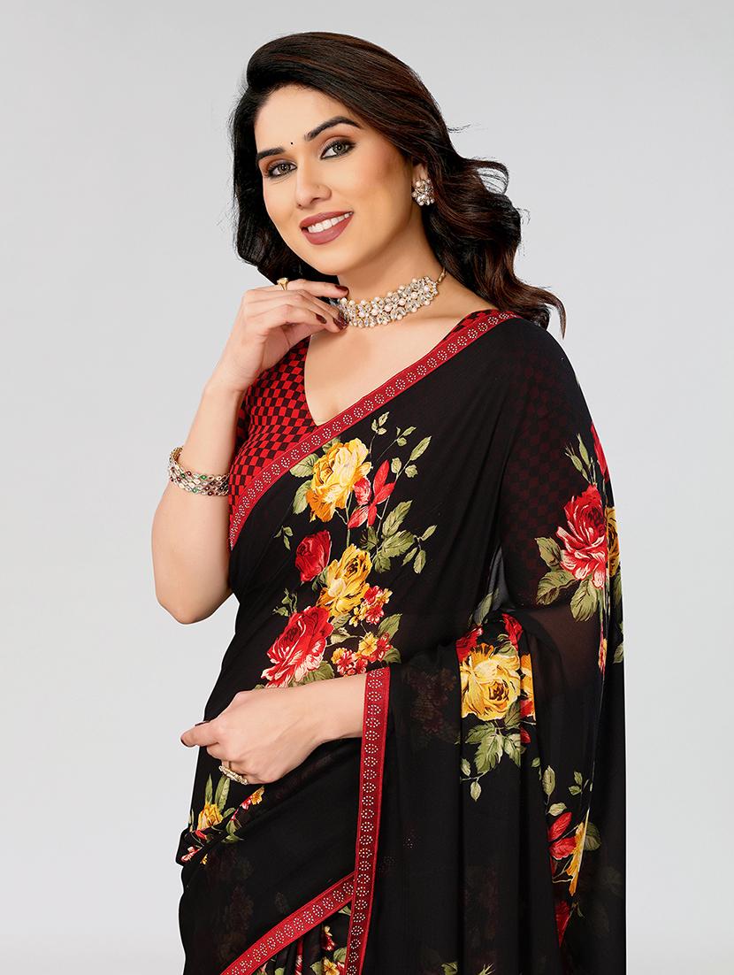 women printed casual wear saree with blouse - 22049215 - Standard Image - 3