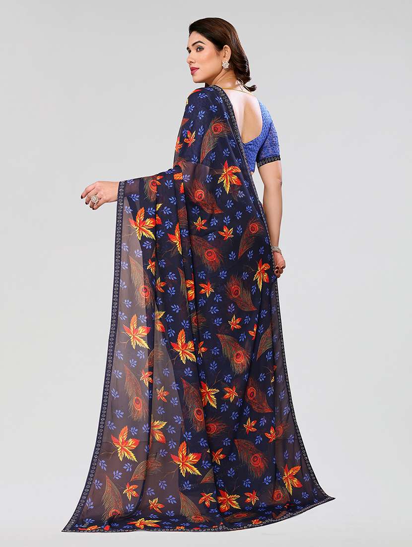 women printed casual wear saree with blouse - 22049216 -  Standard Image - 3