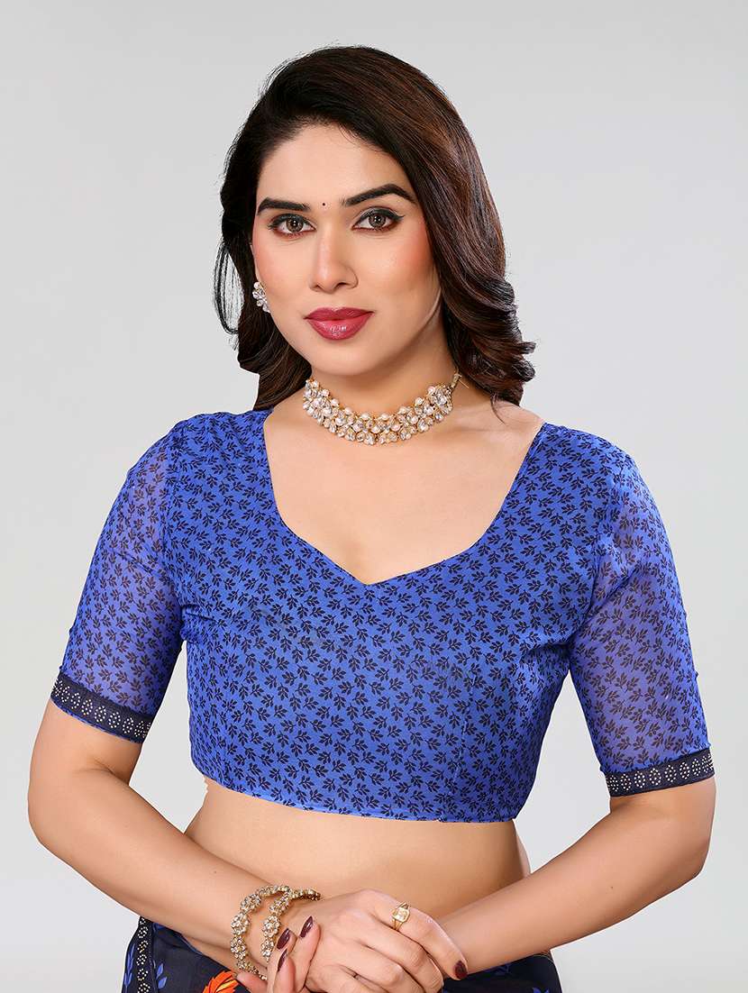 women printed casual wear saree with blouse - 22049216 -  Standard Image - 5