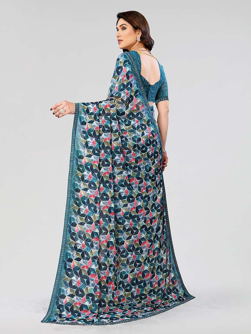 women printed casual wear saree with blouse - 22049220 -  Standard Image - 3