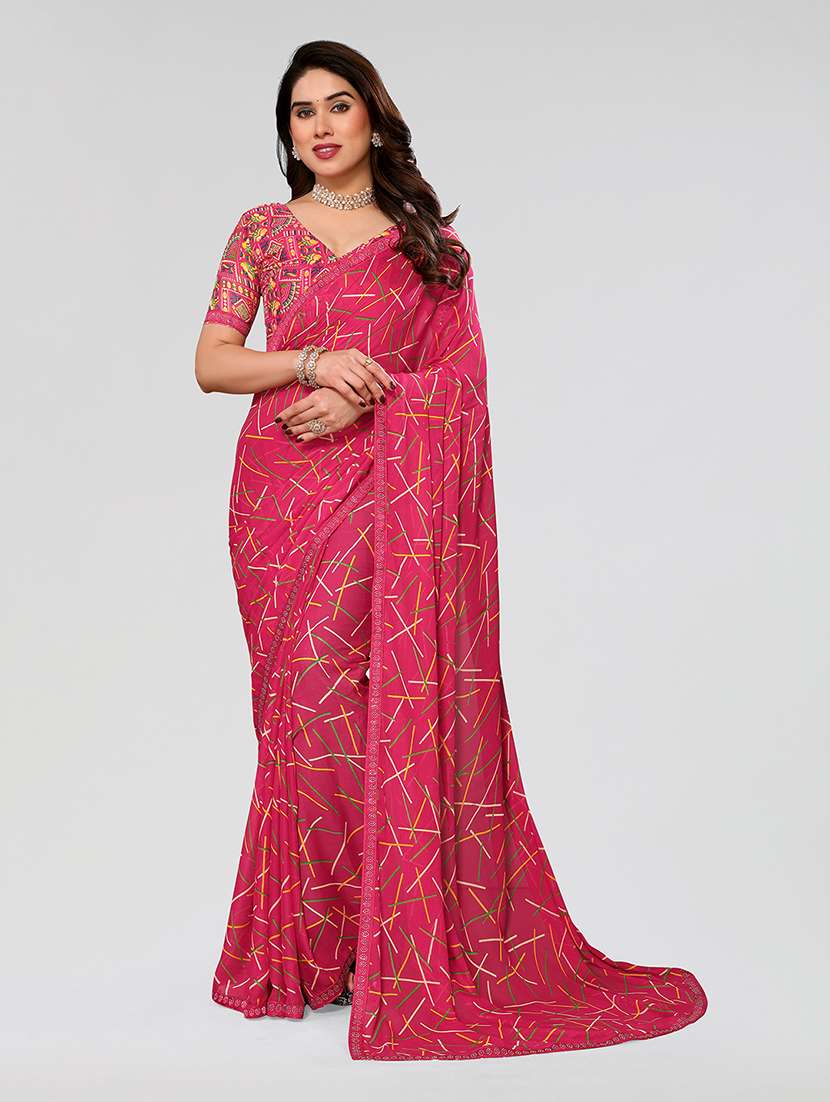 women printed casual wear saree with blouse - 22049224 -  Zoom Image - 0