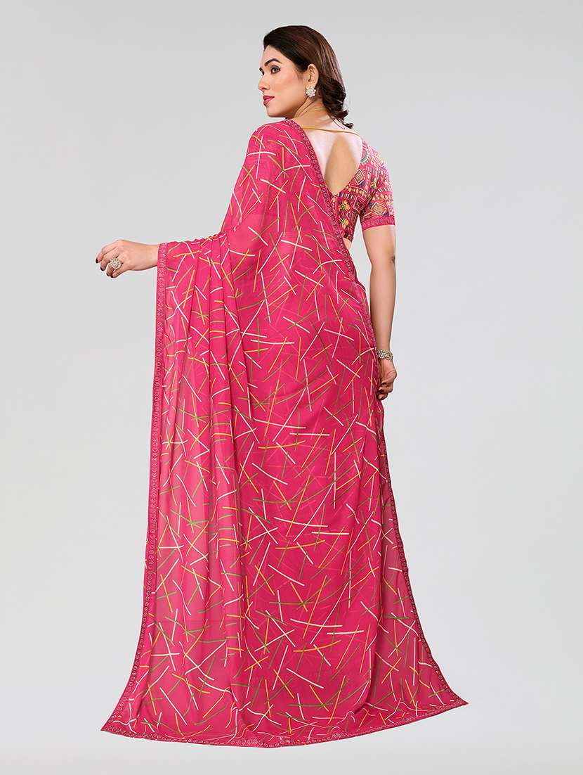 women printed casual wear saree with blouse - 22049224 - Standard Image - 3