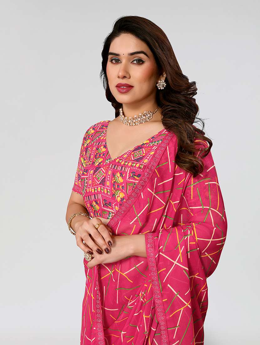 women printed casual wear saree with blouse - 22049224 - Standard Image - 5