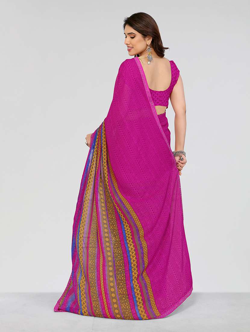 women printed casual wear saree with blouse - 22049227 -  Standard Image - 3