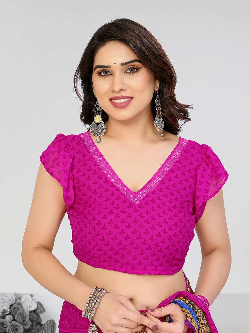 women printed casual wear saree with blouse - 22049227 -  Standard Image - 5