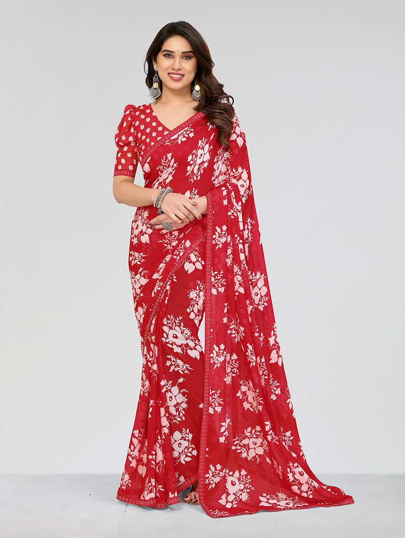women printed casual wear saree with blouse