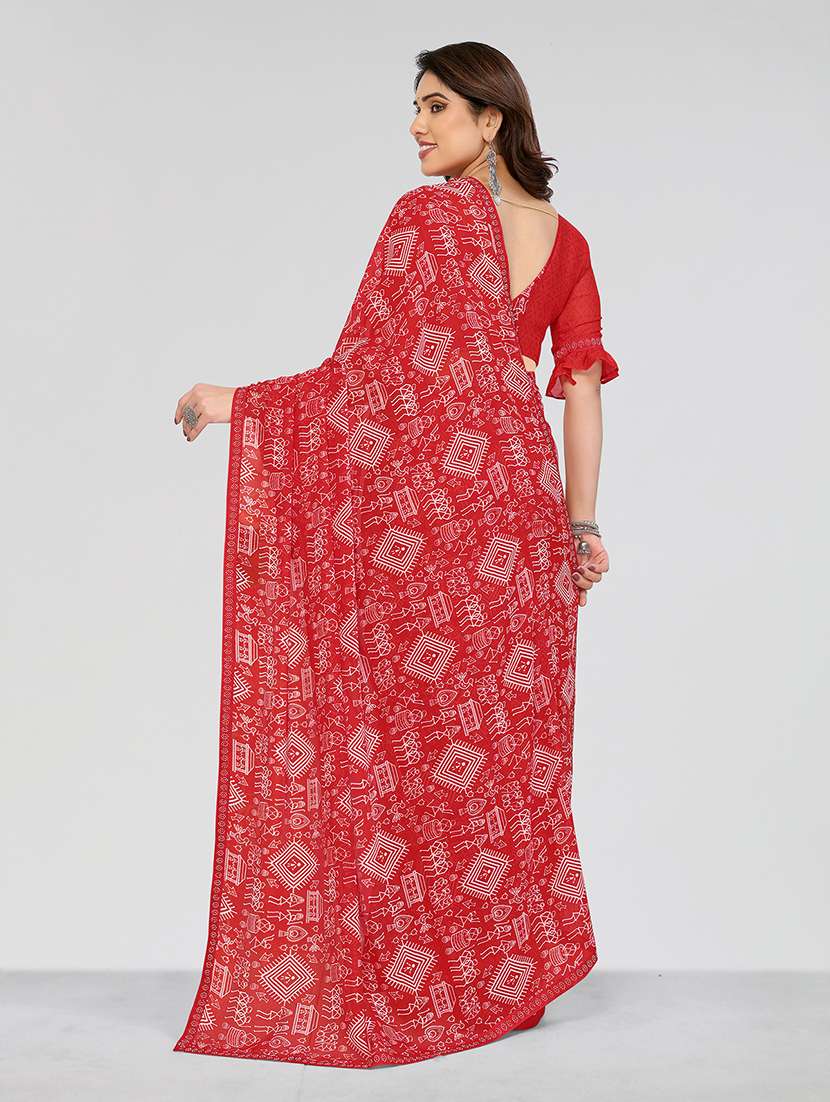women printed casual wear saree with blouse - 22049242 -  Standard Image - 3