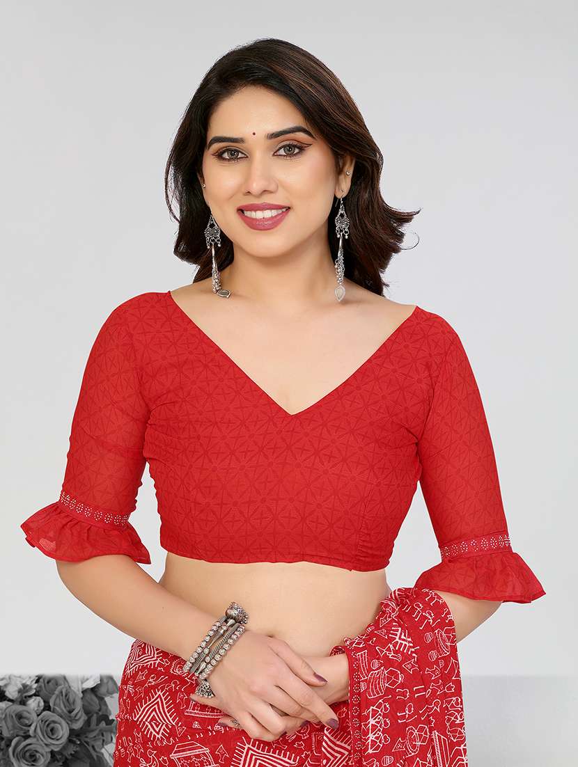 women printed casual wear saree with blouse - 22049242 -  Standard Image - 5