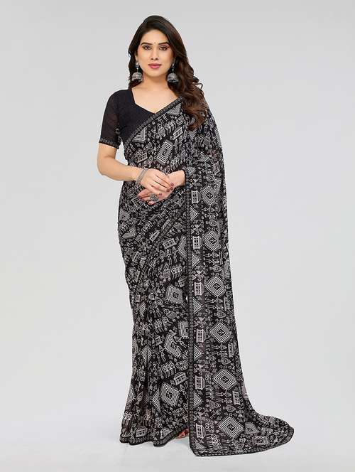 women printed casual wear saree with blouse - 22049243 -  Standard Image - 0