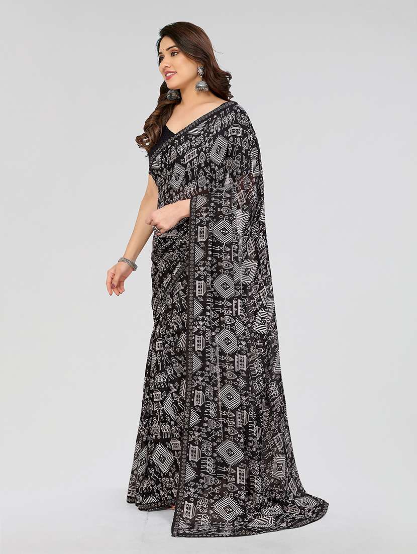 women printed casual wear saree with blouse - 22049243 -  Standard Image - 3