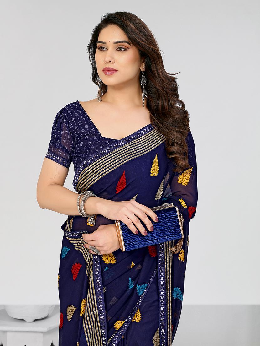 women printed casual wear saree with blouse - 22049249 - Standard Image - 3