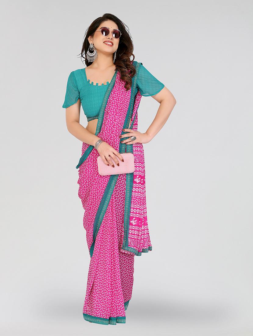 women printed casual wear saree with blouse - 22049254 - Standard Image - 3