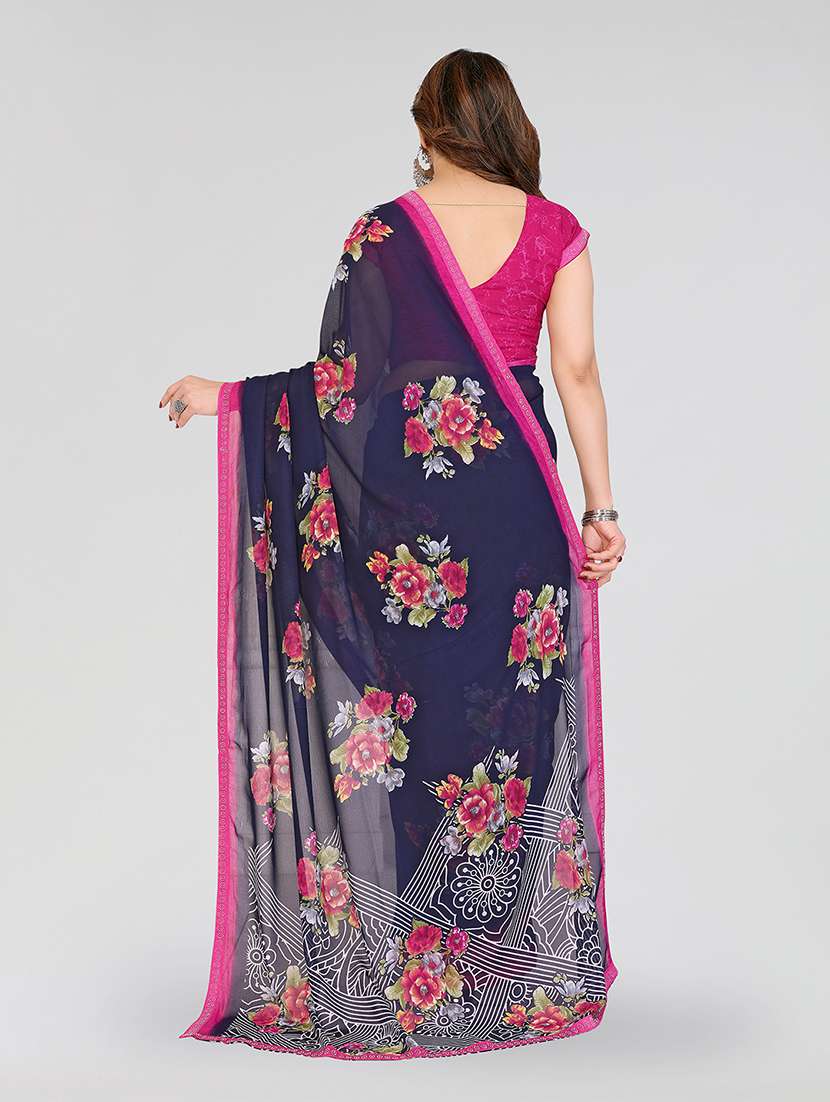 women printed casual wear saree with blouse - 22049255 -  Standard Image - 3
