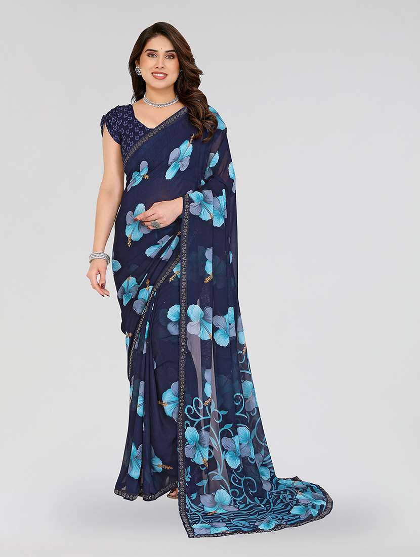 women printed casual wear saree with blouse - 22049263 - Zoom Image - 0