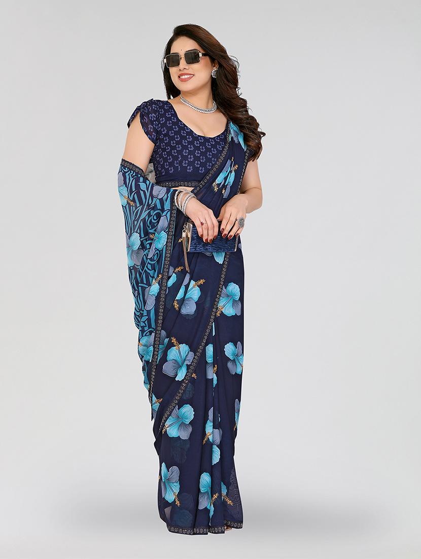 women printed casual wear saree with blouse - 22049263 - Standard Image - 3