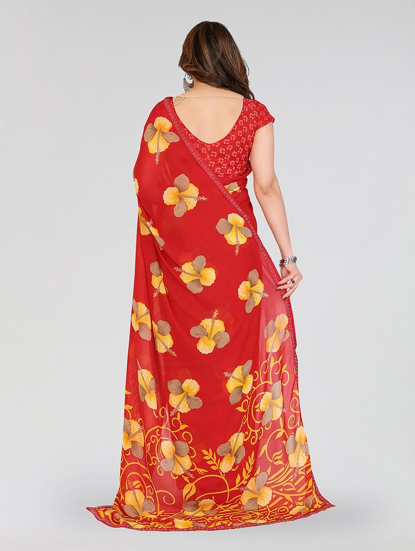 women printed casual wear saree with blouse - 22049264 - Standard Image - 5