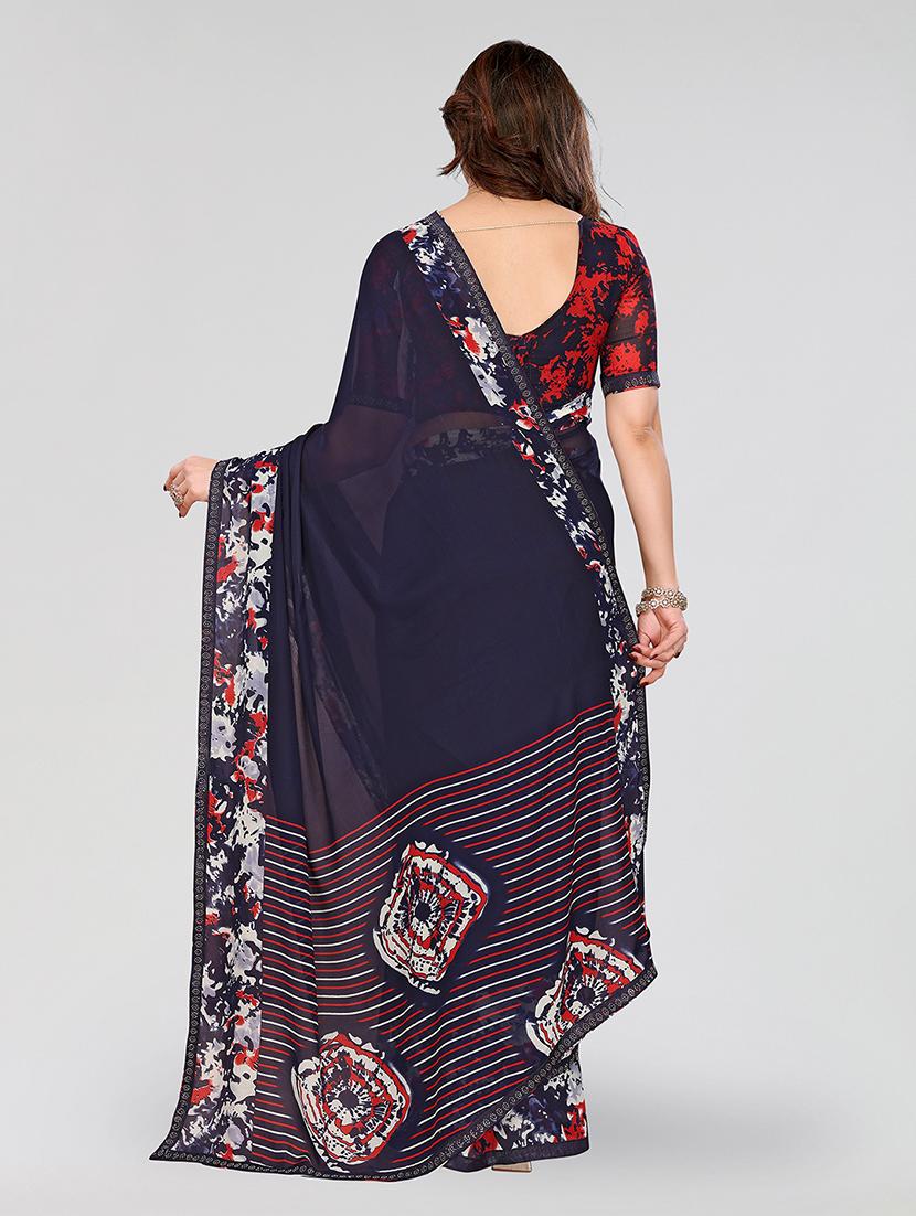 women printed casual wear saree with blouse - 22049271 - Standard Image - 3