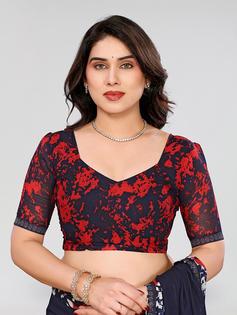 women printed casual wear saree with blouse - 22049271 - Standard Image - 5