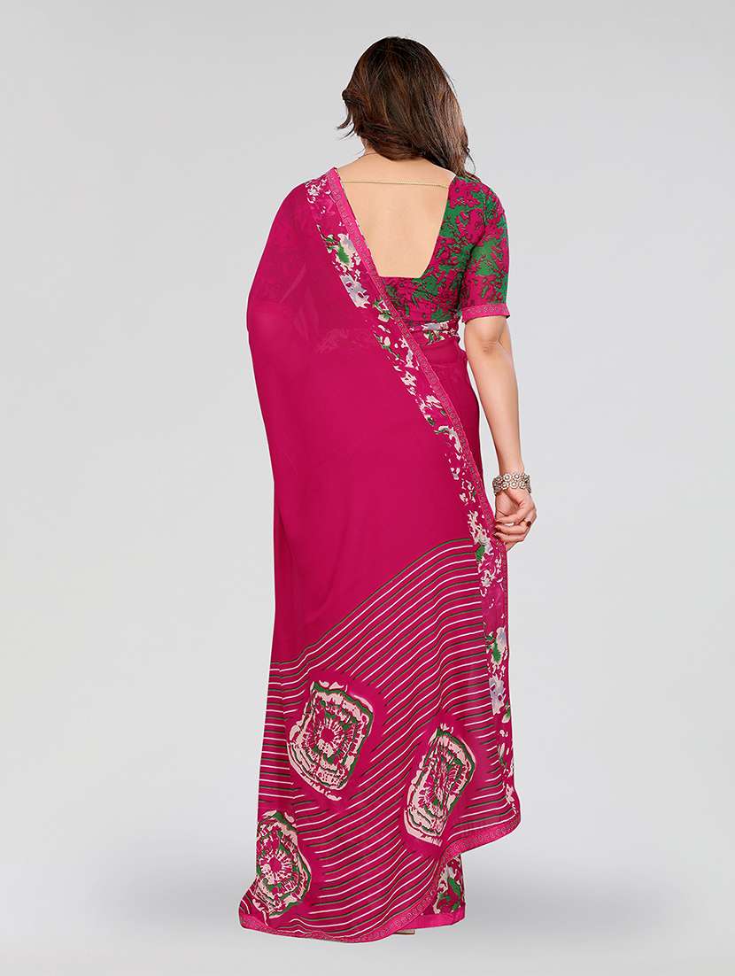 women printed casual wear saree with blouse - 22049273 - Standard Image - 3