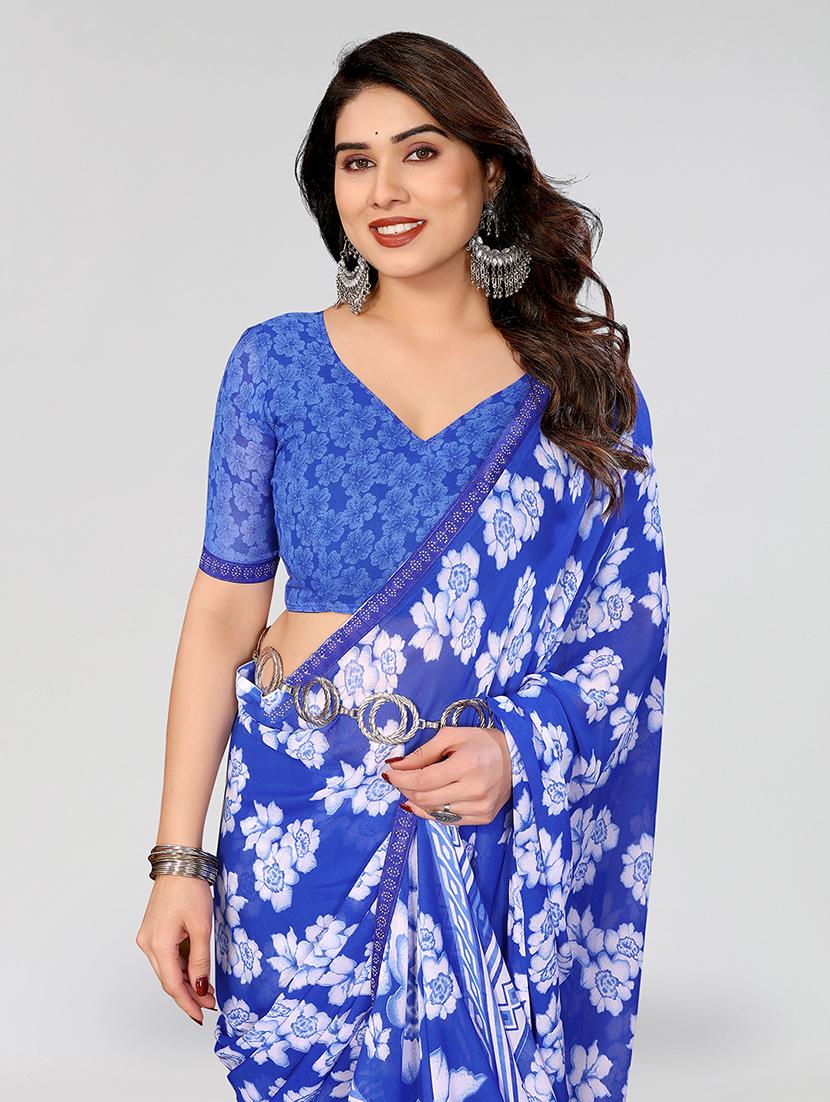 women printed casual wear saree with blouse - 22049279 - Standard Image - 3