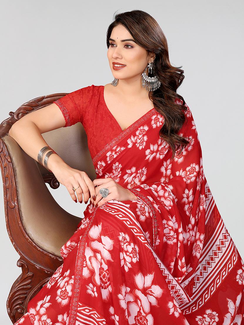 women printed casual wear saree with blouse - 22049280 - Standard Image - 5