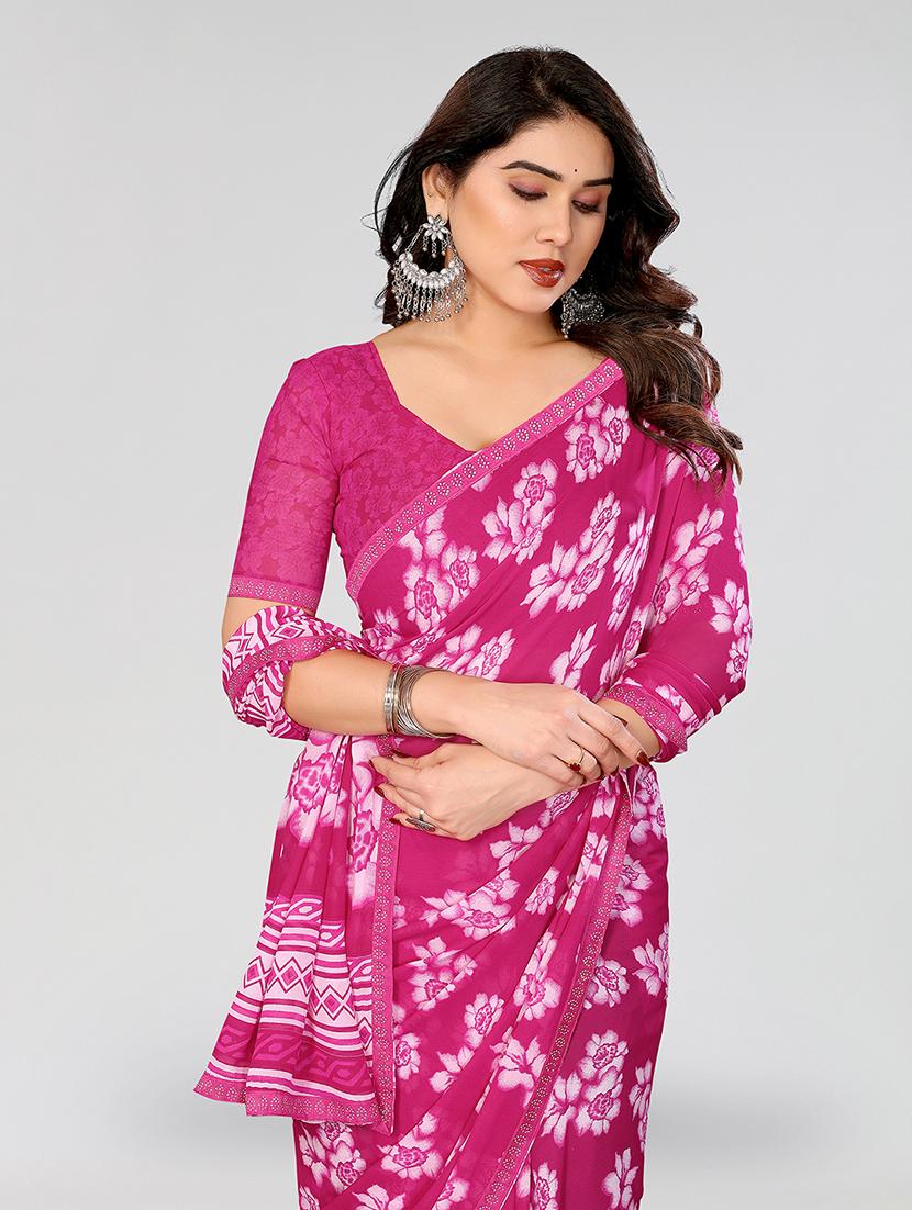 women printed casual wear saree with blouse - 22049281 - Standard Image - 3