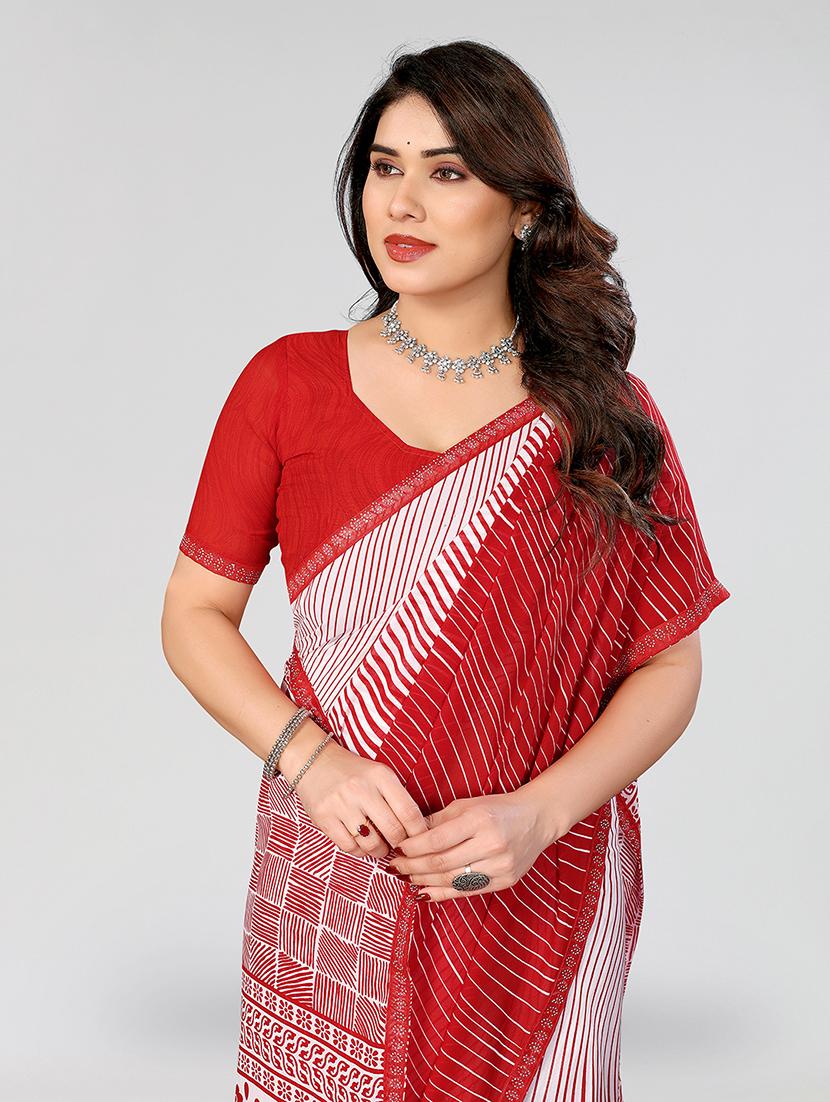 women printed casual wear saree with blouse - 22049287 - Standard Image - 3