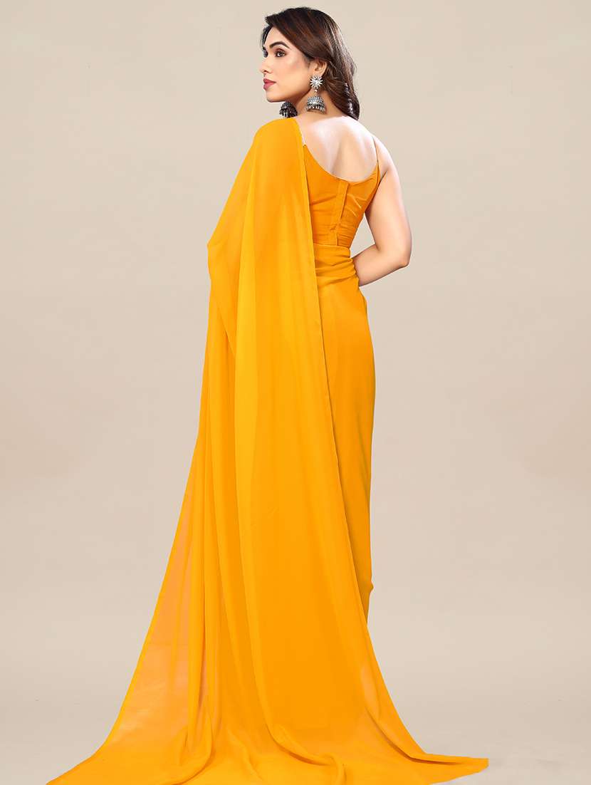 women solid plain saree with blouse - 22049296 -  Standard Image - 3