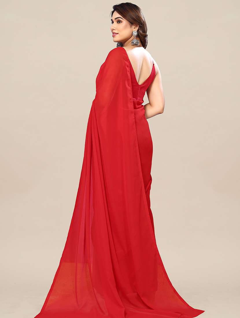 women solid plain saree with blouse - 22049297 -  Standard Image - 3