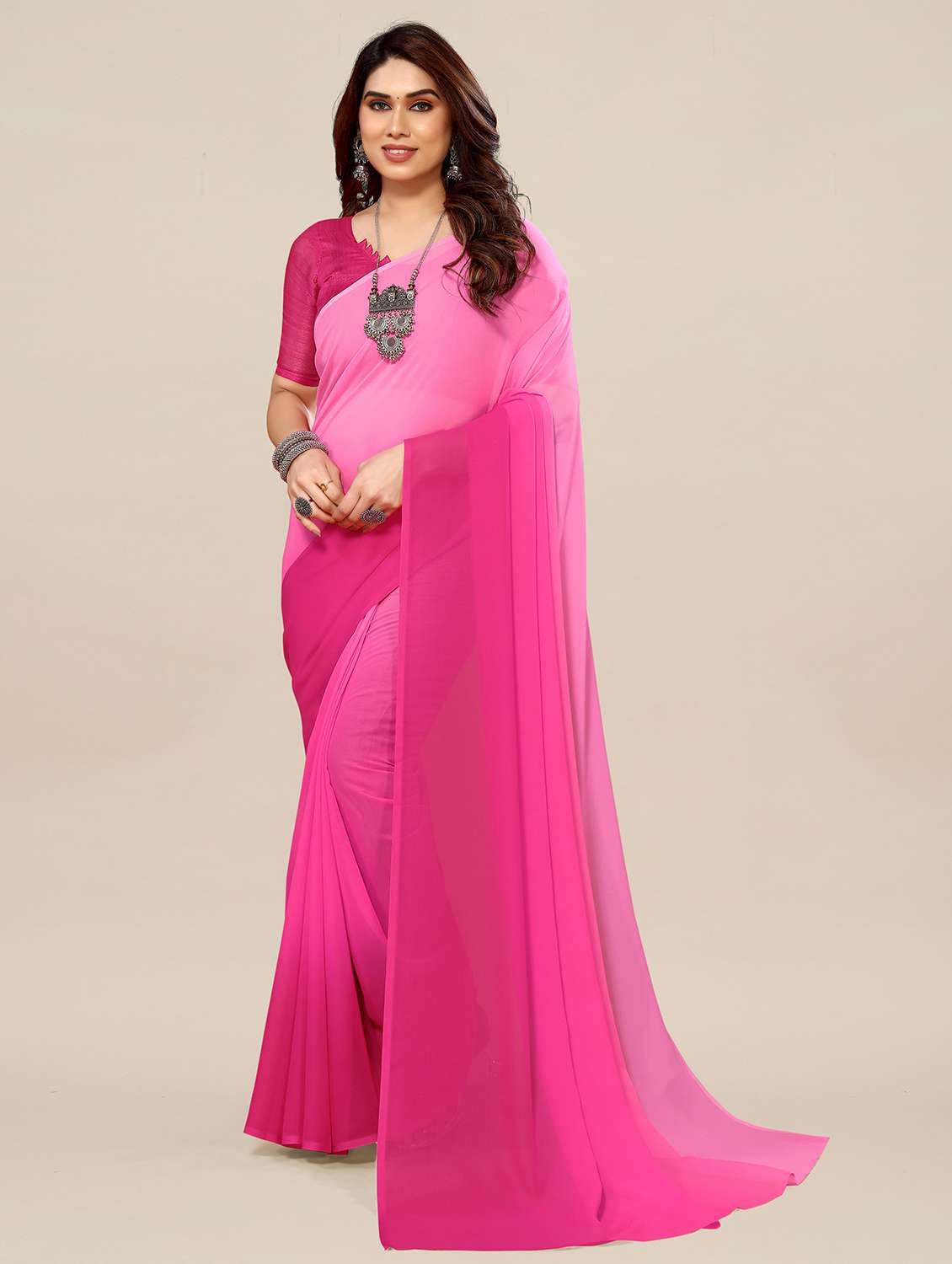 women ombre printed saree with blouse
