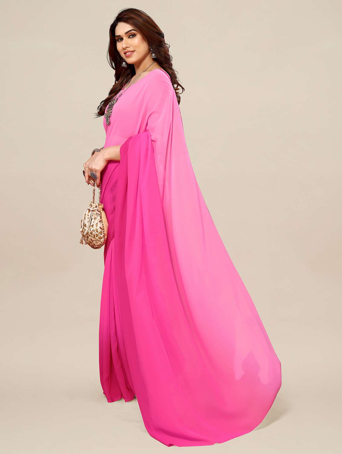 women ombre printed saree with blouse - 22049302 -  Standard Image - 3