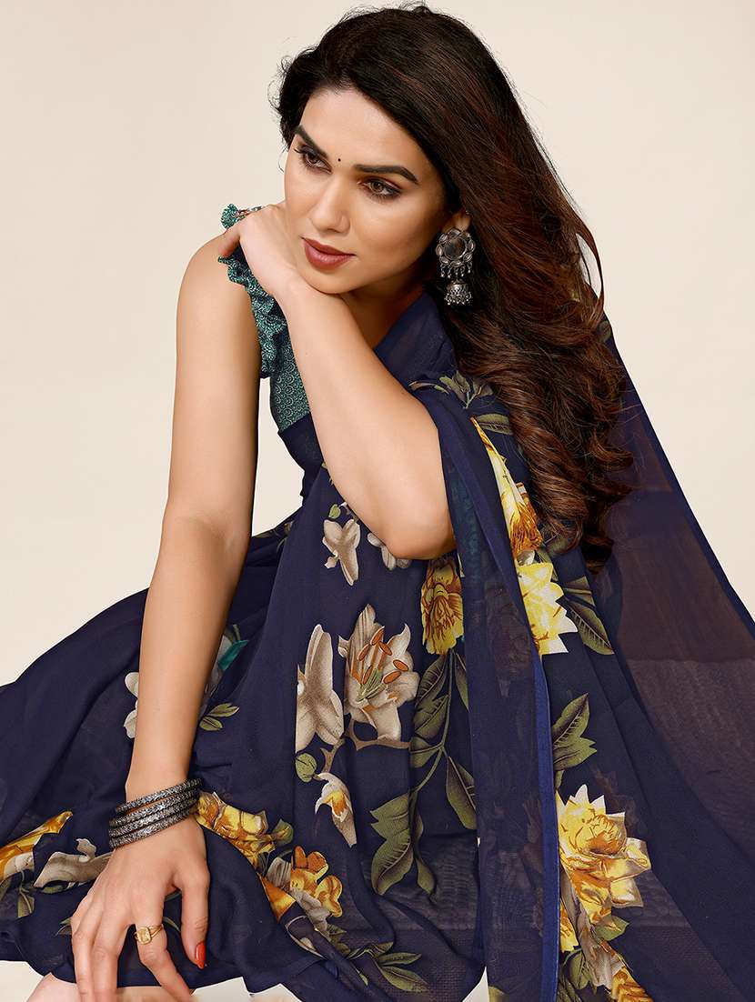 women printed casual wear saree with blouse - 22049306 -  Standard Image - 3