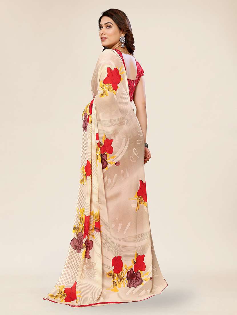 women printed casual wear saree with blouse - 22049307 -  Standard Image - 3