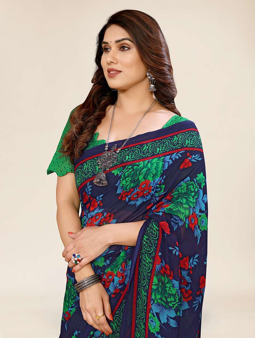 women printed casual wear saree with blouse - 22049308 -  Standard Image - 3