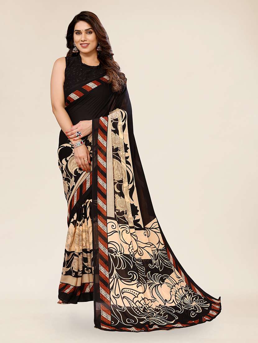 women printed casual wear saree with blouse