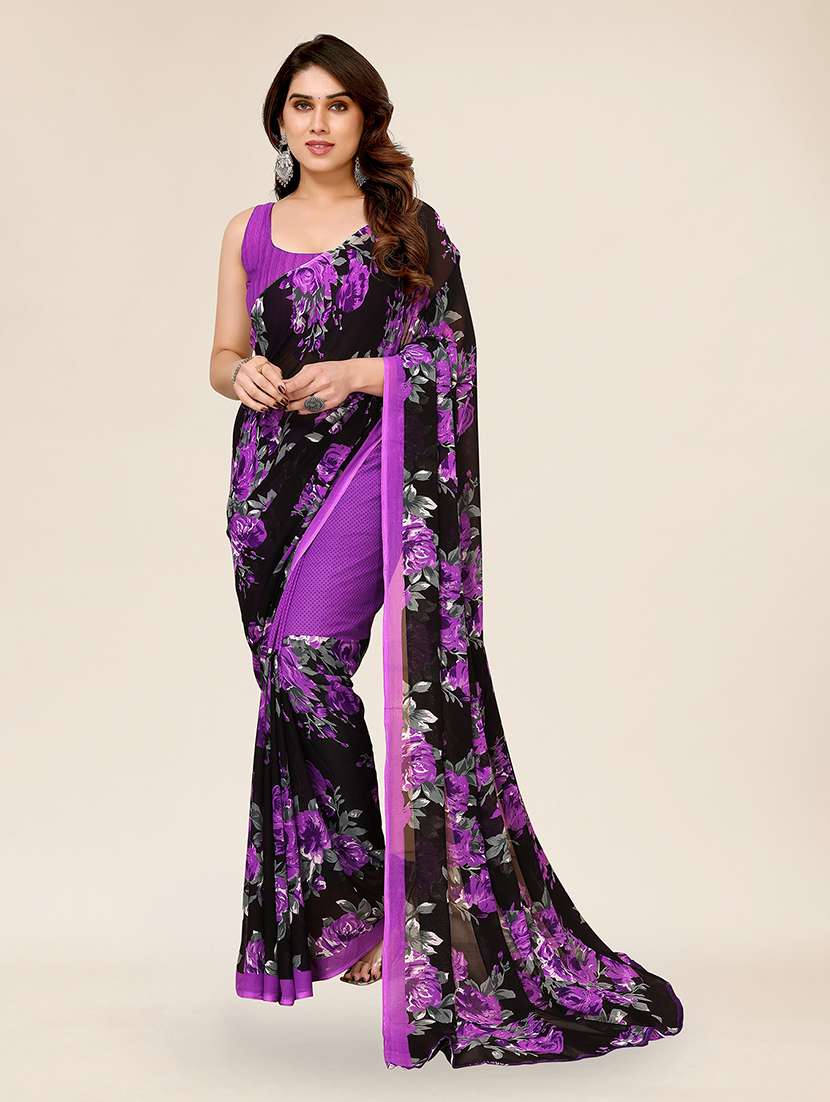 women printed casual wear saree with blouse