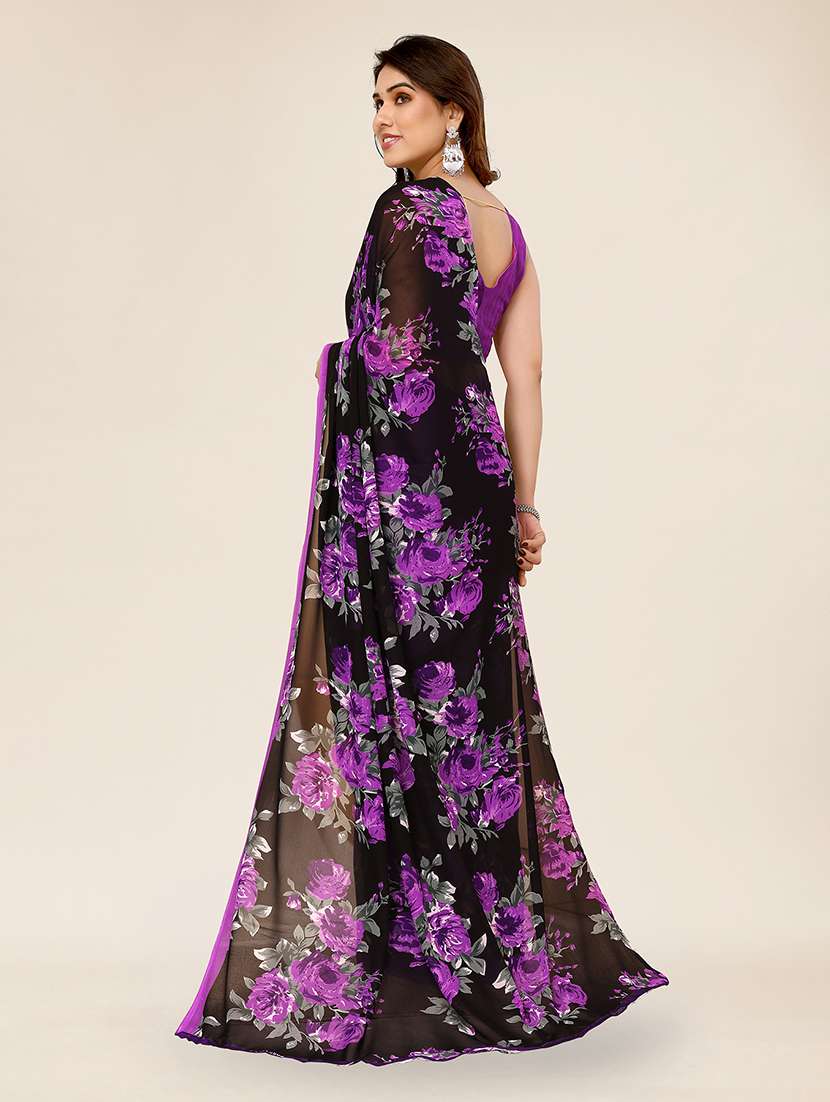 women printed casual wear saree with blouse - 22049318 -  Standard Image - 3