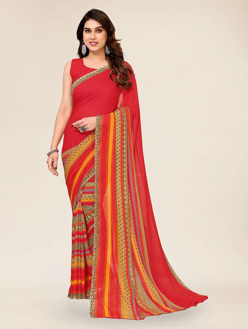 women printed casual wear saree with blouse